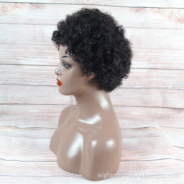 Fashion wholesale human machine made non lace human hair wigs, no chemical hair short afro wig